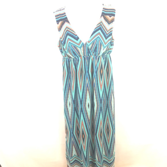 Cynthia Rowley Diamond Chevron Patterned Blue 8 - Picture 2 of 7